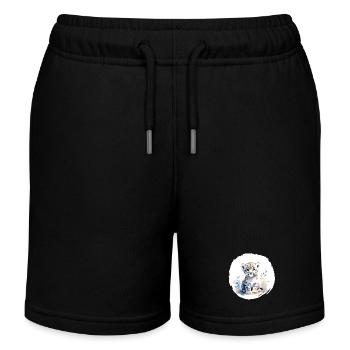 Snow Leopard Watercolor - Kids Organic Sweat Shorts by Stanley/Stella - black - Front
