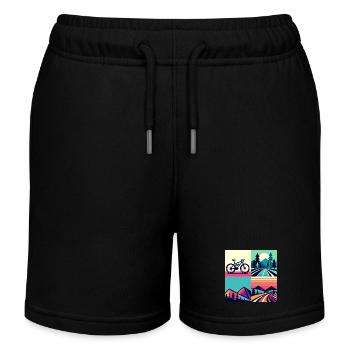 Retro Pop Cycle & Mountain Sunset - Kinder Organic Joggingshorts Mini Bolter von Stanley/Stella - Schwarz - Vorne