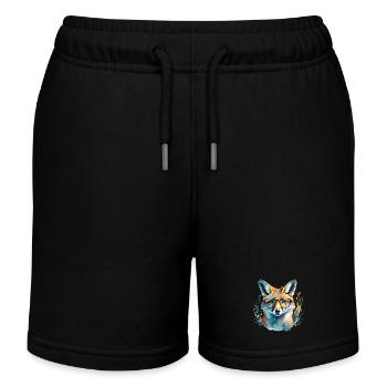 Fuchs mit Brille - Kinder Organic Joggingshorts Mini Bolter von Stanley/Stella - Schwarz - Vorne
