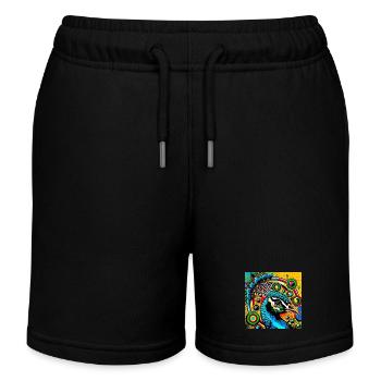 Peacock Pop Art - Kids Organic Sweat Shorts by Stanley/Stella - black - Front