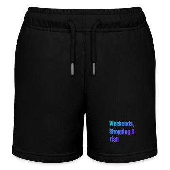 Weekends Shopping and Fish - Kids Organic Sweat Shorts by Stanley/Stella - black - Front