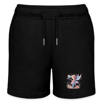 7 Years Fairy Elf Birthday Gift - Kids Organic Sweat Shorts by Stanley/Stella - black - Front