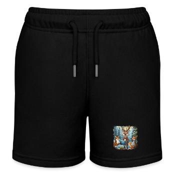 Waldtiere schauen Fernsehen - Kinder Organic Joggingshorts Mini Bolter von Stanley/Stella - Schwarz - Vorne