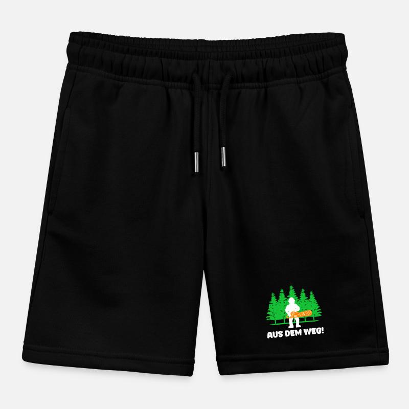 Forestry Lumberjack Statement Chainsaw Tree Wood Kids Organic Sweat Shorts by Stanley/Stella
