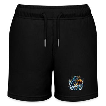 Finance Taurus Bear Fight Wall Street Gift - Kids Organic Sweat Shorts by Stanley/Stella - black - Front