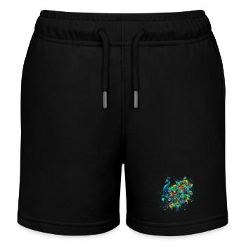 Pfau - Kinder Organic Joggingshorts Mini Bolter von Stanley/Stella - Schwarz - Vorne