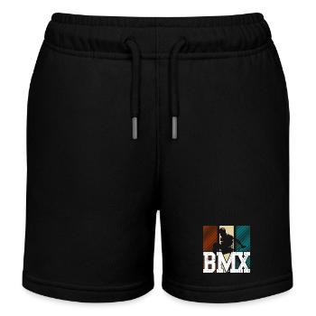 BMX Jump Neon Panels - Kids Organic Sweat Shorts by Stanley/Stella - black - Front