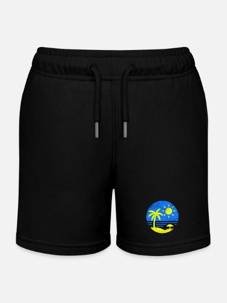 Vintage Plage Bleu Jaune - Short de jogging enfant bio Stanley/Stella - noir