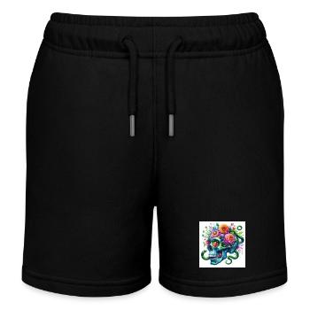 Aquarell blauer Totenkopf und Schlangen - Kinder Organic Joggingshorts Mini Bolter von Stanley/Stella - Schwarz - Vorne