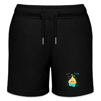 Funny yellow pear - Kids Organic Sweat Shorts by Stanley/Stella - black - Front