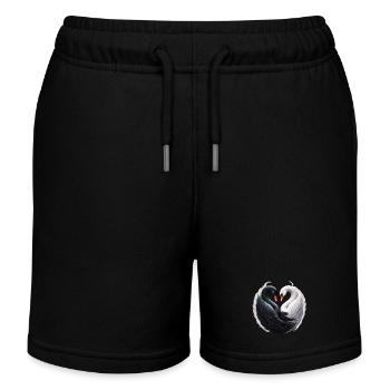 Elegant swans forming a heart together. - Kids Organic Sweat Shorts by Stanley/Stella - black - Front