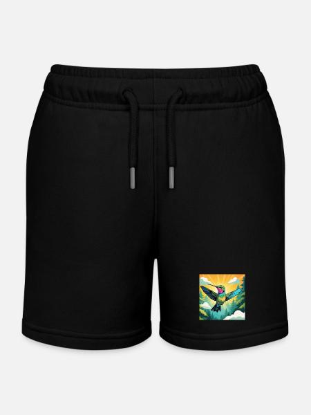 Hummingbird - Kids Organic Sweat Shorts by Stanley/Stella - black