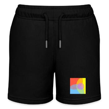 Colour Play Pattern - Kids Organic Sweat Shorts by Stanley/Stella - black - Front