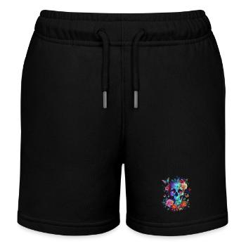 Totenkopf mit Blumen und Schmetterling - Kinder Organic Joggingshorts Mini Bolter von Stanley/Stella - Schwarz - Vorne