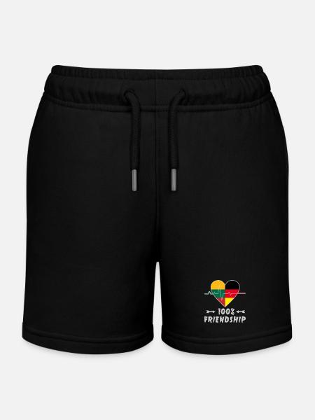 Litauen und Deutschland 100% Freundschaft - Kinder Organic Joggingshorts Mini Bolter von Stanley/Stella - Schwarz