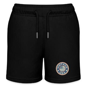 Vintage USA Grunge Style American Flag - Kids Organic Sweat Shorts by Stanley/Stella - black - Front