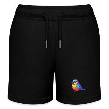 Mésange coloré Kawaii personnage de dessin animé oiseau - Short de jogging enfant bio Stanley/Stella - noir - Devant