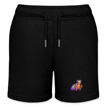Pfau Mantis Garnelen Bunte Kawaii Karikatur - Kinder Organic Joggingshorts Mini Bolter von Stanley/Stella - Schwarz - Vorne