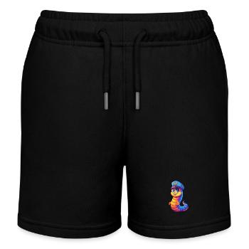 Marine Wurm Bunt Kawaii Cartoon Meerestier - Kinder Organic Joggingshorts Mini Bolter von Stanley/Stella - Schwarz - Vorne