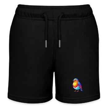 Robin Bunte Kawaii Cartoon Figur Vogel - Kinder Organic Joggingshorts Mini Bolter von Stanley/Stella - Schwarz - Vorne