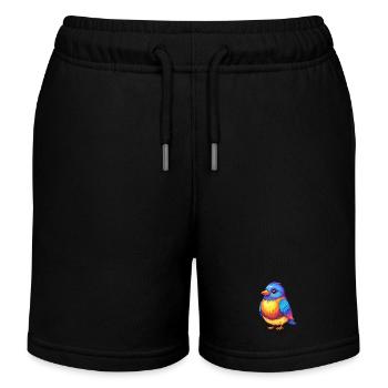 Fink, bunter Kawaii, Zeichentrickfigur, Vogel - Kinder Organic Joggingshorts Mini Bolter von Stanley/Stella - Schwarz - Vorne