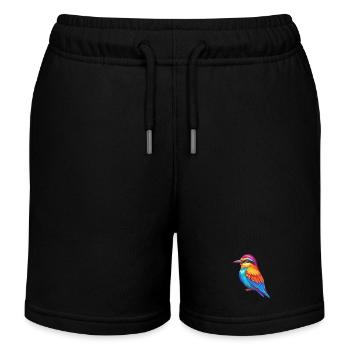 Bee Eater Colorful Kawaii Cartoon Character Bird - Kids Organic Sweat Shorts by Stanley/Stella - black - Front