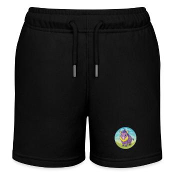 sanglier mignon kawaii dessin animé clipart animal de compagnie - Short de jogging enfant bio Stanley/Stella - noir - Devant