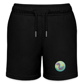 Anguille mignon kawaii dessin animé Clipart animal de compagnie - Short de jogging enfant bio Stanley/Stella - noir - Devant