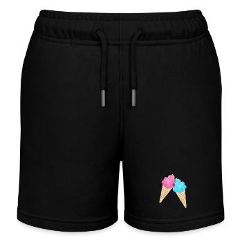 Couple de crème glacée duo glacier d’été salon de crème glacée cool d’été deux fan - Short de jogging enfant bio Stanley/Stella - noir - Devant