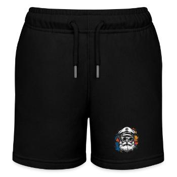 Sailing Captain Sketch - Kids Organic Sweat Shorts by Stanley/Stella - black - Front