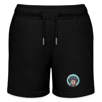 Austrian Black And Tan Hound Dog Breed Cartoon Pet - Kids Organic Sweat Shorts by Stanley/Stella - black - Front