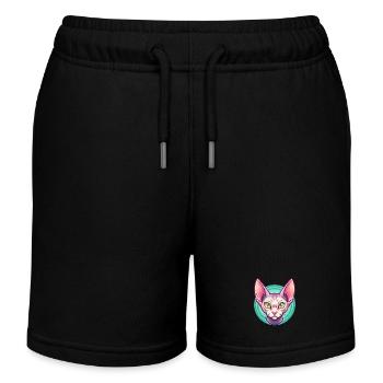 Rot Devon Rex Katzenrasse Cartoon Kawaii Tier Haustier - Kinder Organic Joggingshorts Mini Bolter von Stanley/Stella - Schwarz - Vorne