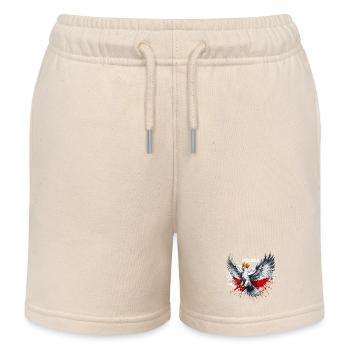 Pologne Polska polonais rouge blanc aigle couronne cadeau - Short de jogging enfant bio Stanley/Stella - écru doux - Devant