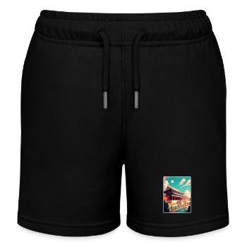 Affiche de voyage en Chine interdite Peinture souvenir WPA - Short de jogging enfant bio Stanley/Stella - noir - Devant