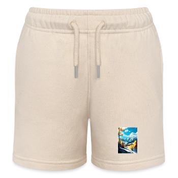 Aspen Ski Resort Colorado Travel Poster Souvenir - Kids Organic Sweat Shorts by Stanley/Stella - soft Ecru - Front