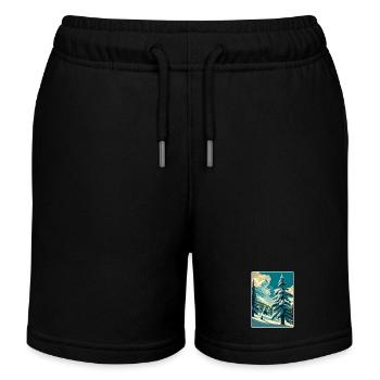 Zermatt Ski Ski Affiche de voyage Peinture souvenir WP - Short de jogging enfant bio Stanley/Stella - noir - Devant