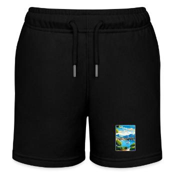 Fethiye Turquie Voyage Affiche Souvenir Peinture WPA - Short de jogging enfant bio Stanley/Stella - noir - Devant