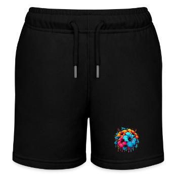 Hibiskusblüten - Kinder Organic Joggingshorts Mini Bolter von Stanley/Stella - Schwarz - Vorne