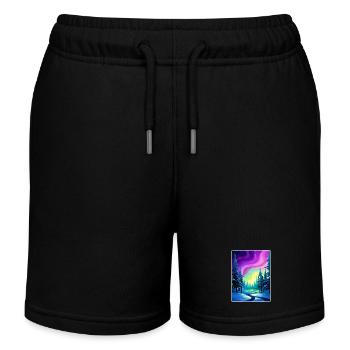 Nordlichter Aurora Borealis Island Reisen WPA - Kinder Organic Joggingshorts Mini Bolter von Stanley/Stella - Schwarz - Vorne
