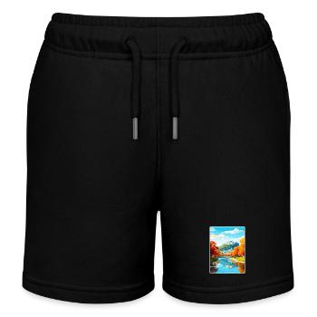 Salzburg Austria Travel Poster Souvenir Paint WPA - Kids Organic Sweat Shorts by Stanley/Stella - black - Front
