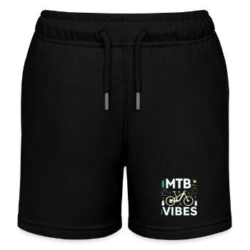 Mountainbike Vibes Illustration - Kinder Organic Joggingshorts Mini Bolter von Stanley/Stella - Schwarz - Vorne
