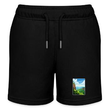 Elbe Sandstone Mountains Germany Travel Poster WPA - Kids Organic Sweat Shorts by Stanley/Stella - black - Front