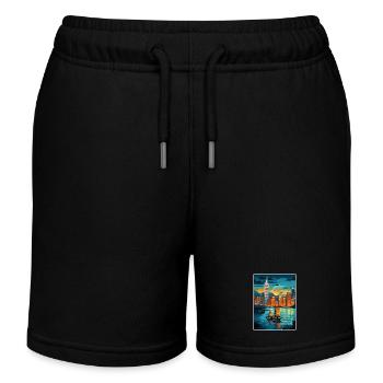 Hongkong China Reise Poster Souvenir Farbe WPA - Kinder Organic Joggingshorts Mini Bolter von Stanley/Stella - Schwarz - Vorne