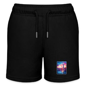 Hongkong China Reise Poster Souvenir Farbe WPA - Kinder Organic Joggingshorts Mini Bolter von Stanley/Stella - Schwarz - Vorne