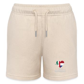 Mexico and Netherlands 100% friendship - Kids Organic Sweat Shorts by Stanley/Stella - soft Ecru - Front