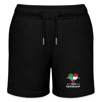 Ethiopia and the Netherlands 100% friendship - Kids Organic Sweat Shorts by Stanley/Stella - black - Front