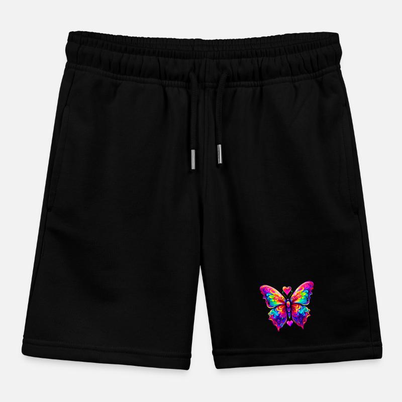 Colorful Psychedelic Butterfly Kids Organic Sweat Shorts by Stanley/Stella