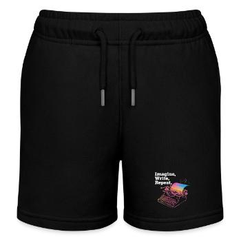 Imagine, Write, Repeat - Kids Organic Sweat Shorts by Stanley/Stella - black - Front