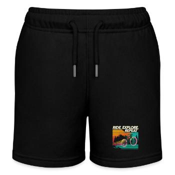 Fahren Erkunden Wiederholen Sie das Abenteuer - Kinder Organic Joggingshorts Mini Bolter von Stanley/Stella - Schwarz - Vorne