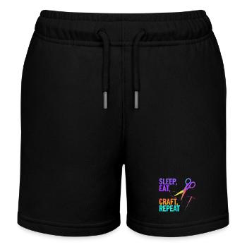 Sleep, Eat, Craft, Repeat - Kids Organic Sweat Shorts by Stanley/Stella - black - Front